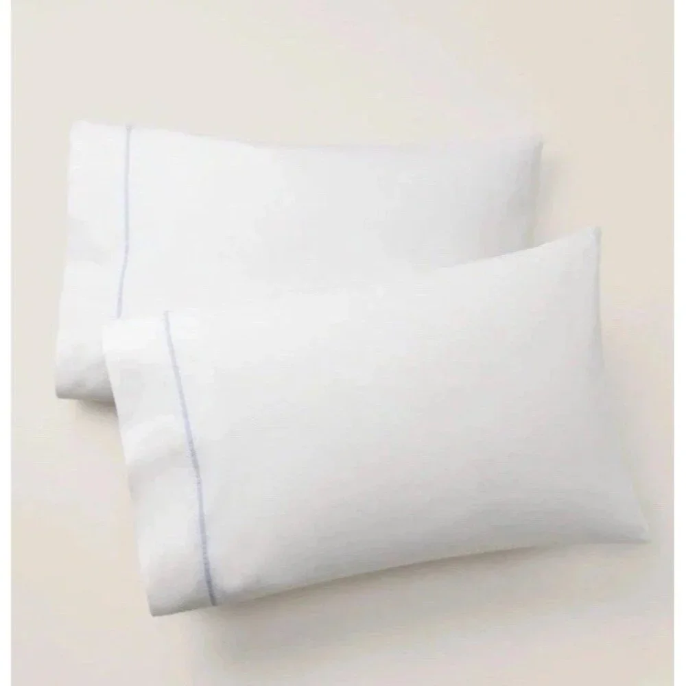 New Ralph Lauren Palmer Percale 2 Standard Pillowcases Organic Cotton Sky Blu
